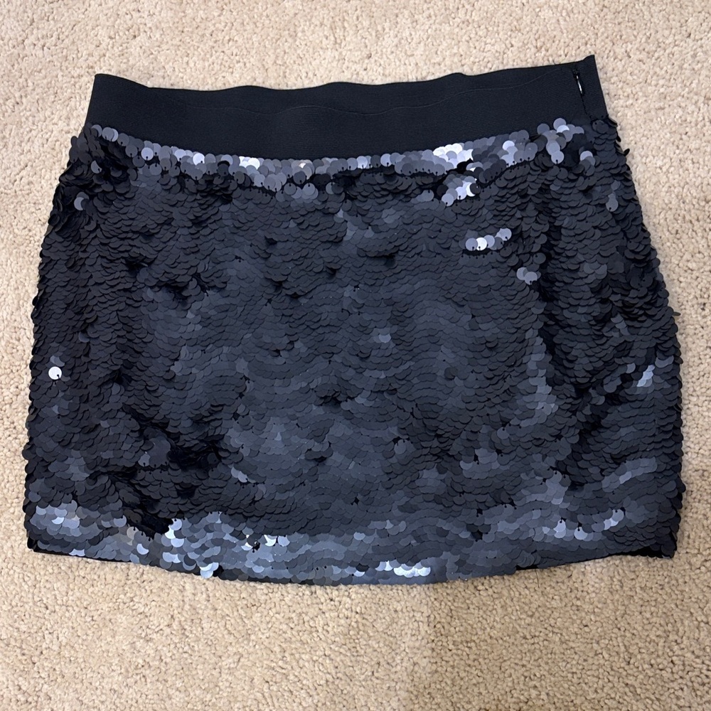 BCBGMaxAzria Midnight Sequin Mini Skirt